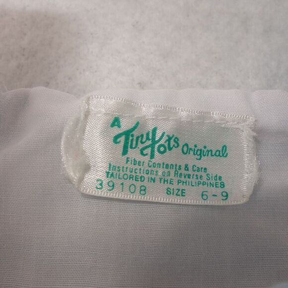 Vintage Tiny Tots Original Blue Stripe Dinosaur Made In USA Overalls 6-9 Months - Picture 4 of 6